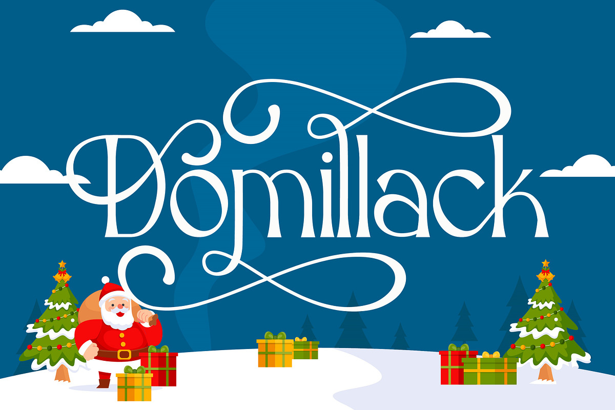 Domillack -  Christmas Font, a Serif Font by Rishsketch (Photo 1 of 15)