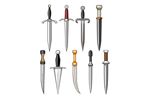 Daggers and short swords weapon, an Object Illustration by pikepicture