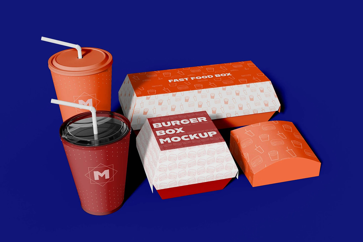 Fast Food Box Mockup, an Advertising Mockup by skybluecreative (Photo 2 of 2)