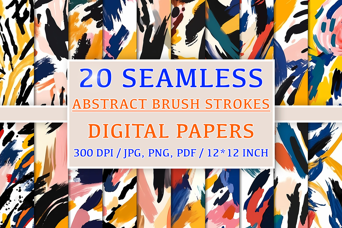 20 Seamless Abstract Brush Strokes, a Pattern Graphic by Nordic Design (Photo 1 of 9)