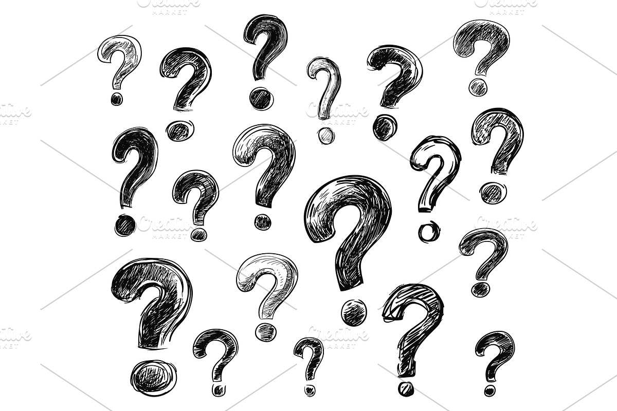 Sketch question marks. Isolated, an Illustration by Valerie Bodnar