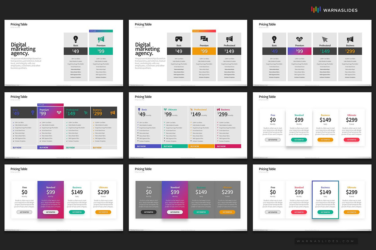Pricing Table PowerPoint Templates, a Presentation Template by Warna Works (Photo 4 of 10)