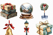 Christmas Train Station Clipart, an Illustration by Craft Nest (Thumbnail 4 of 6)