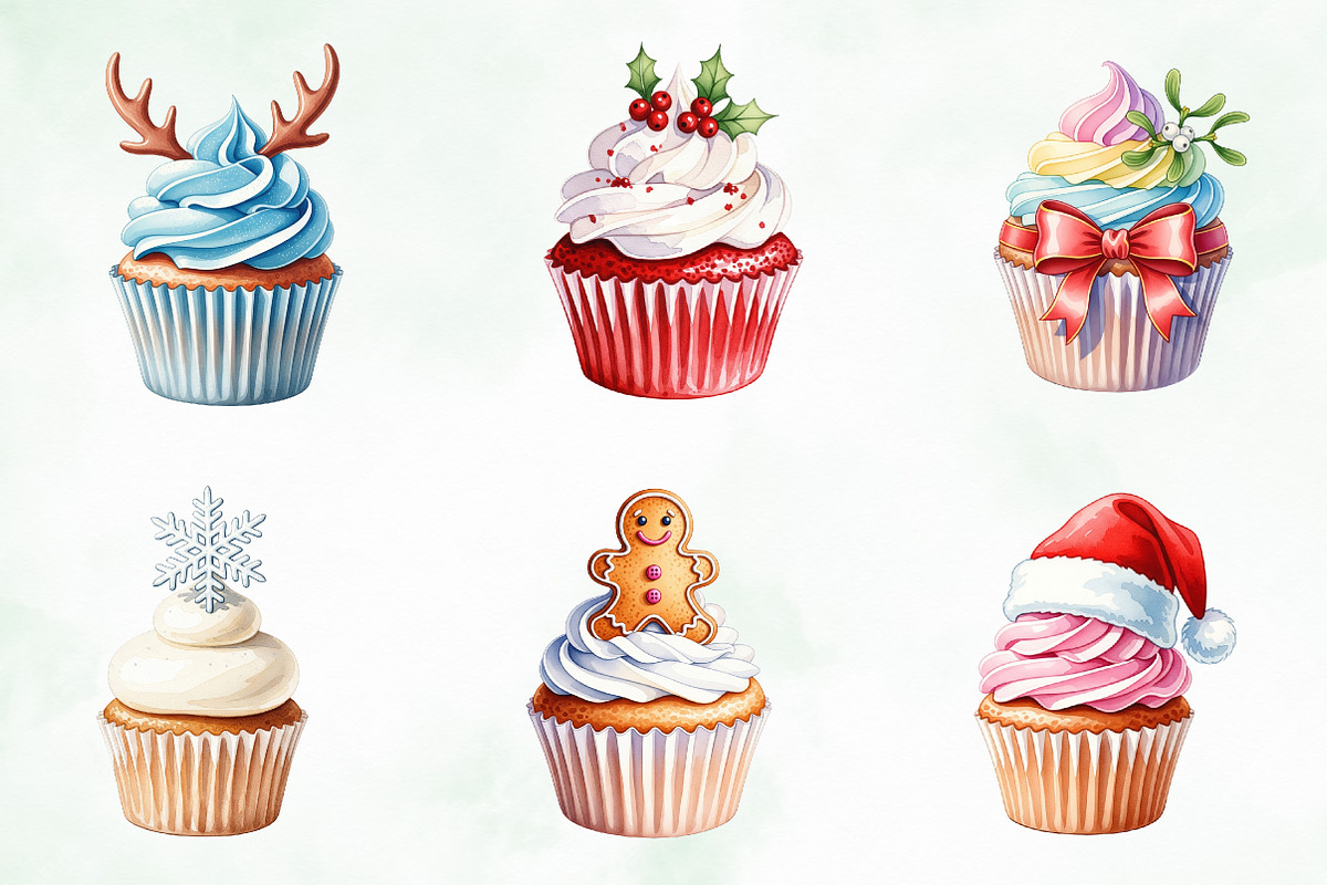 Christmas Cupcake Sublimation Bundle, an Illustration by Creative Art (Photo 6 of 9)