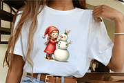 Vintage Christmas PNG, Girl with Sno, an Illustration by CrexoraLab (Thumbnail 3 of 5)