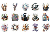 Wiccan Clipart Boho Witch Png Set, an Illustration by Designking (Thumbnail 3 of 5)