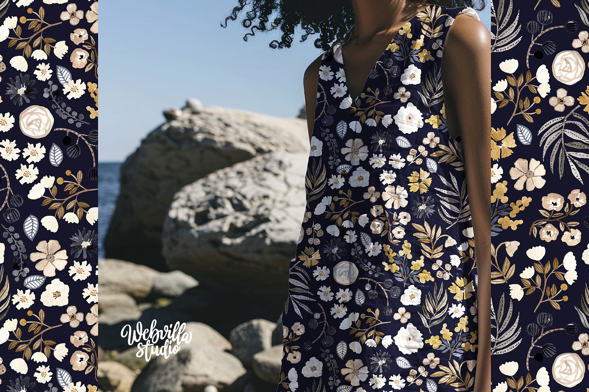Dark Boho Watercolor Pattern, a Pattern Graphic by Webvilla Studio (Photo 3 of 6)