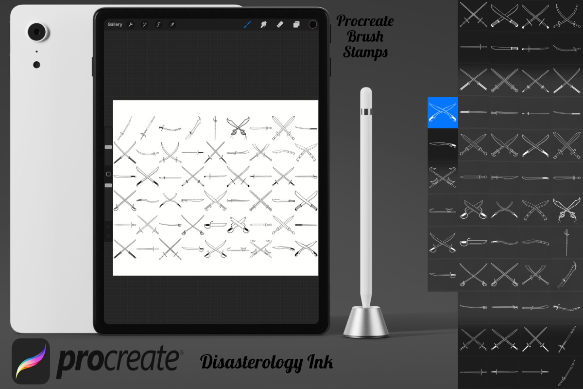 Swords Set 1 Procreate Brush Stamps, a Brush Add-On by Disasterology Ink (Photo 2 of 10)