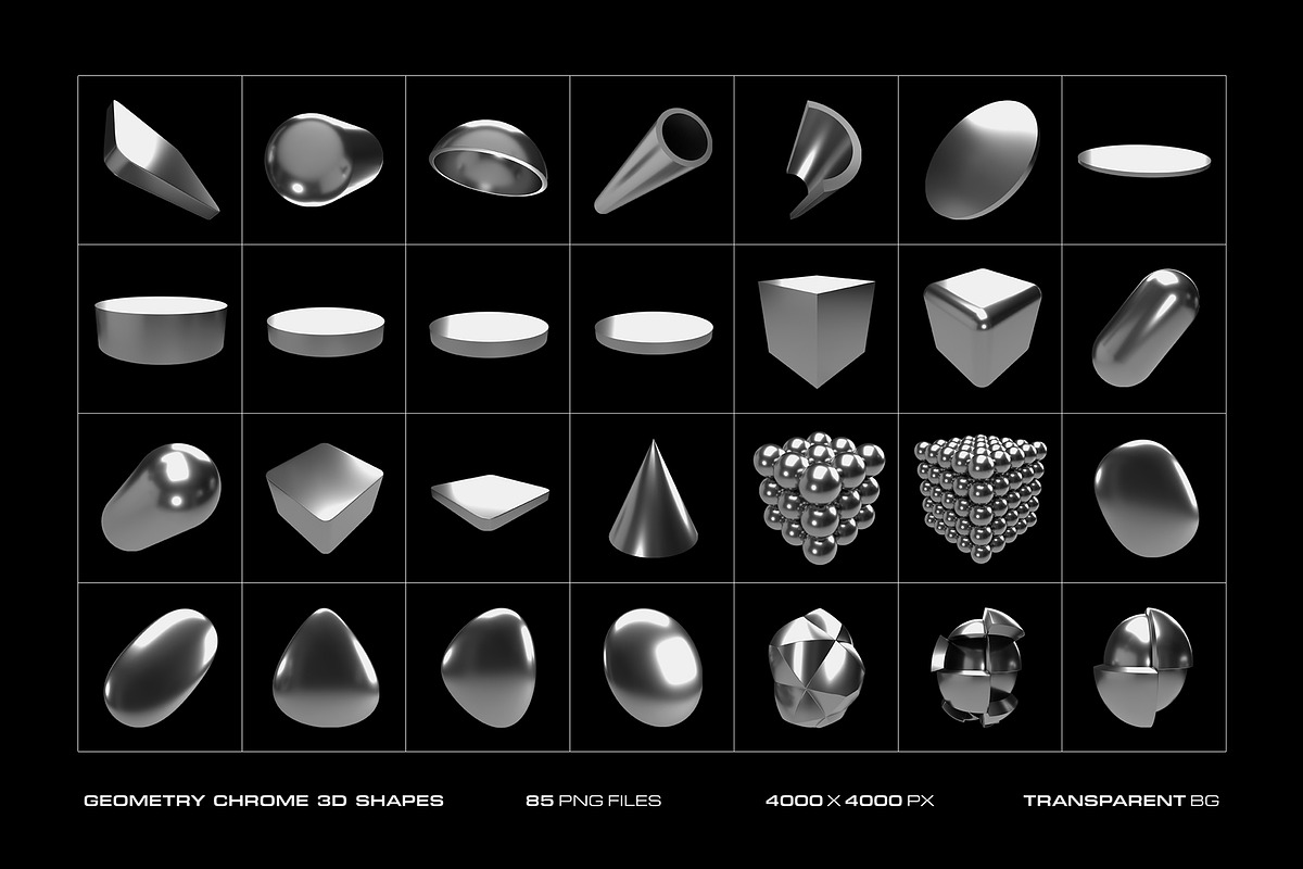 3D Geometry Chrome 85 illustrations, an Object Graphic by assetpro.design (Photo 5 of 10)