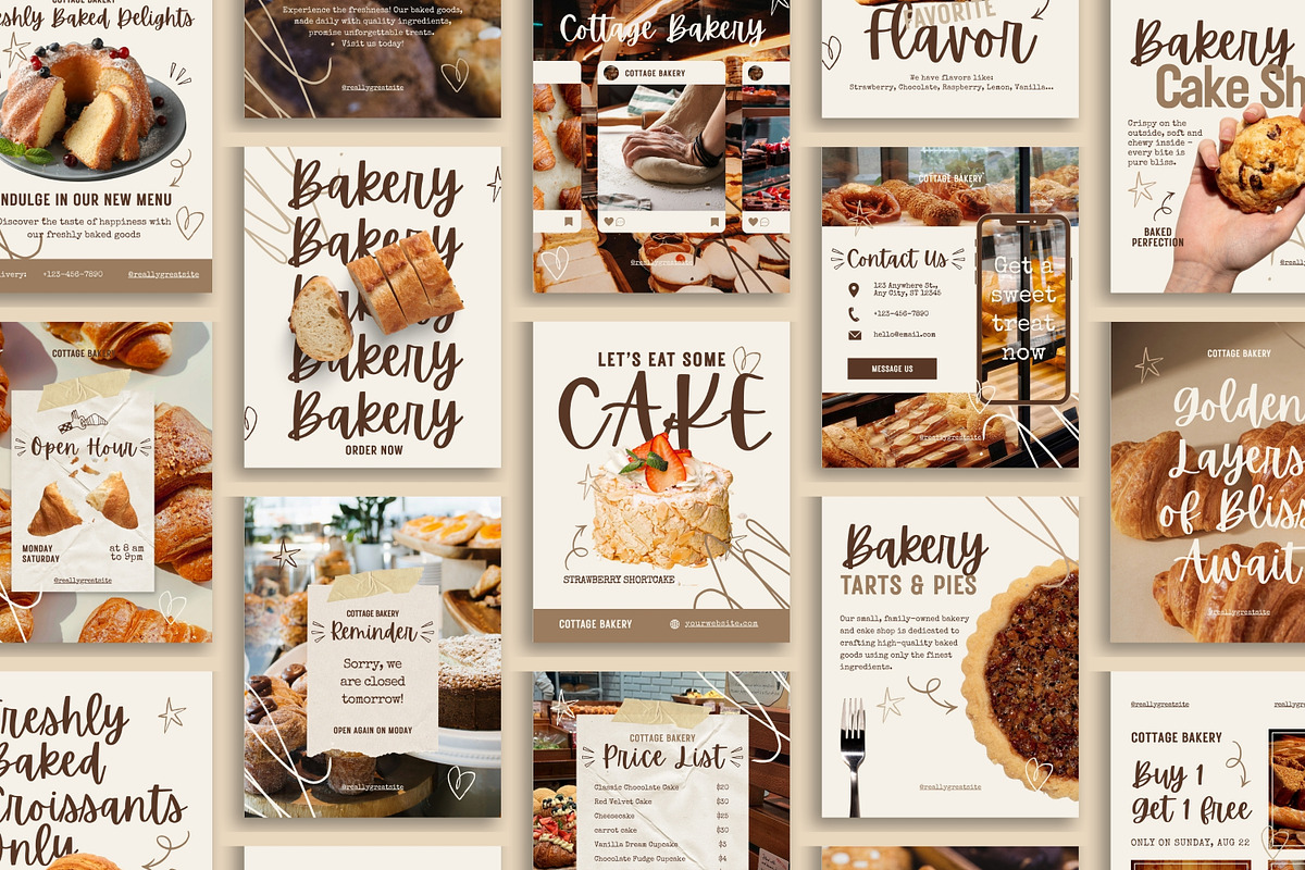 Bakery Instagram Templates, a Social Media Template by Anna Design Studio (Photo 1 of 11)