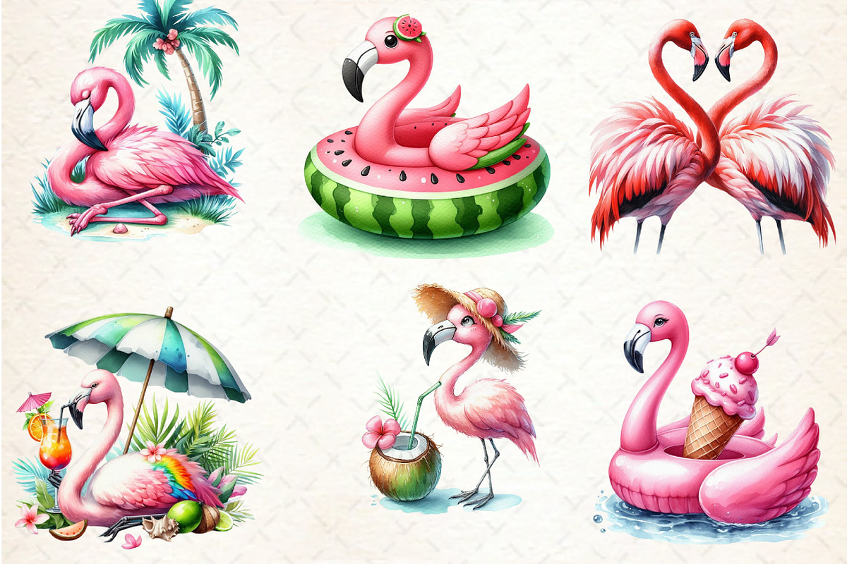 Summer Flamingo Sublimation Clipart, an Illustration by Rose Art (Photo 2 of 4)