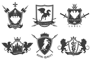 Heraldic Black White Labels