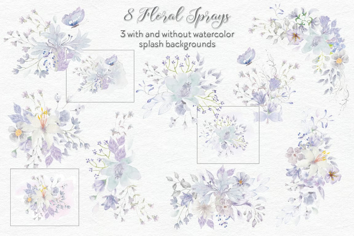 Smoky Grey Florals Watercolor Design, a Work Illustration by fashionaddict (Photo 10 of 10)
