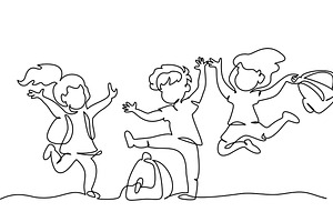Happy boy and girls pupils with, a Person Illustration by Valenty