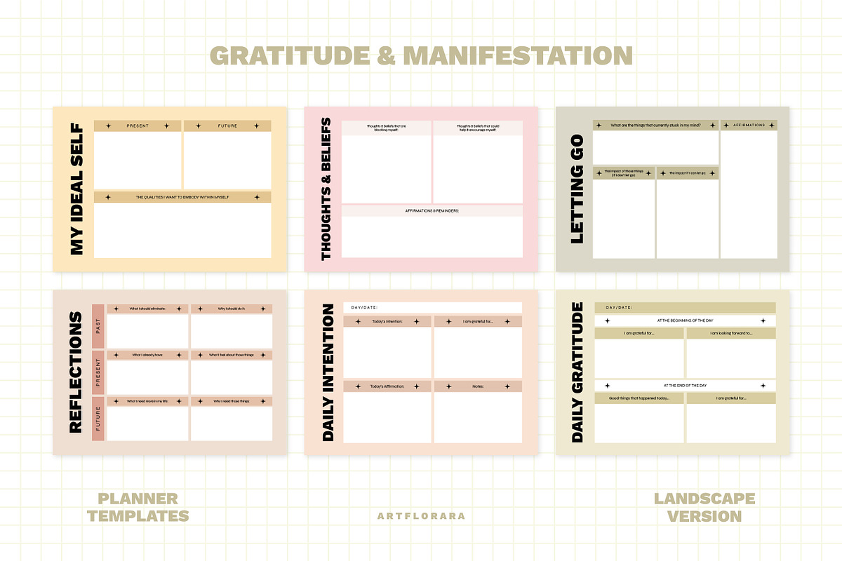 Gratitude & Manifestation Planners, a Stationery Template by Artflorara (Photo 8 of 10)