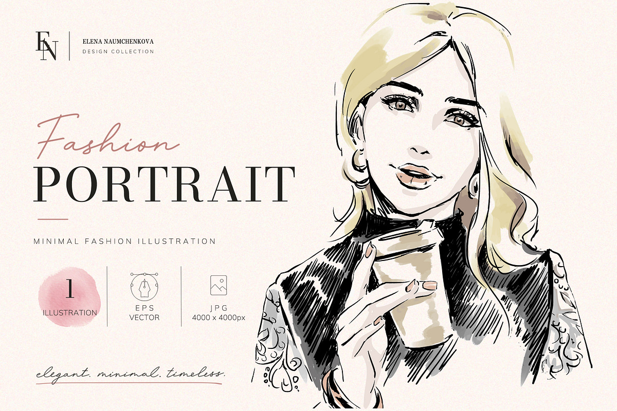 Coffee Girl Vector EPS Illustration, a Person Illustration by Elena Naumchenkova (Photo 1 of 4)