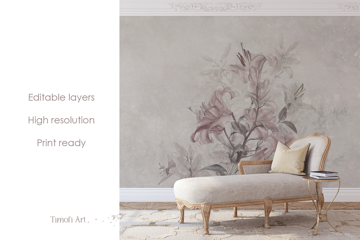 Timeless Lily wall mural set, a Wallpaper Graphic by Timofi Art (Photo 12 of 13)