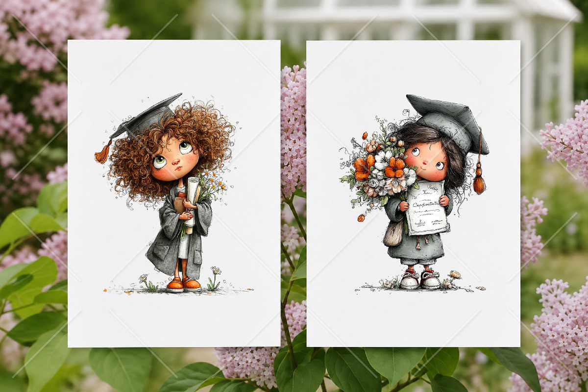 Whimsical Graduation Kids Clipart, a Seasonal Illustration by Canvas Craft (Photo 8 of 10)