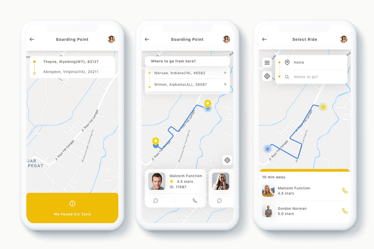 Yunu - Taxi App UI Kit, an App Template by Betush (Photo 2 of 6)