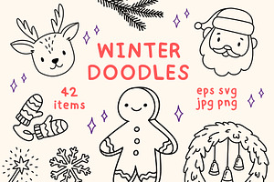 Christmas Winter Doodles | Line Art