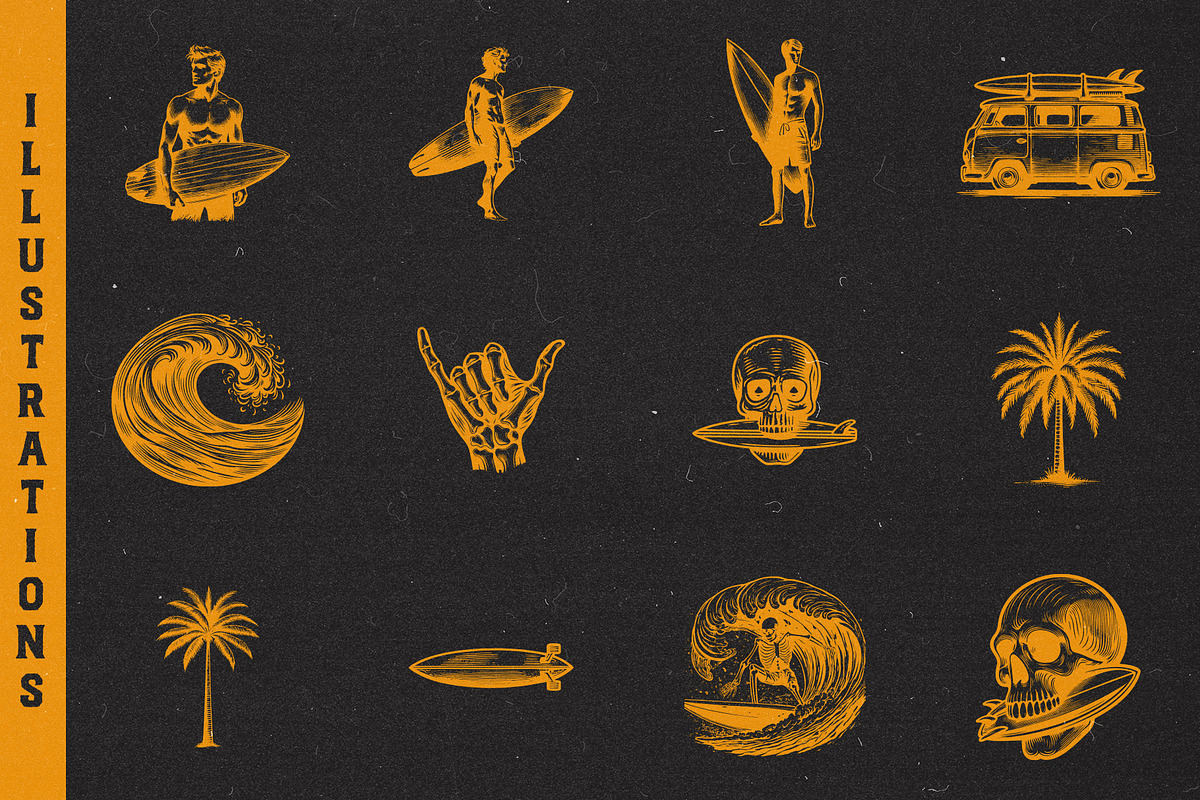 Vintage Surf Badge & Illustrations, an Illustration by elliazidi.designs (Photo 3 of 7)