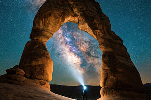 Delicate Arch Under Milky Way, a Nature Photo by Virgo Studio