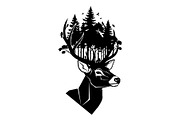 Deer Antler Silhouette Bundle, an Object Illustration by yasushie (Thumbnail 31 of 31)