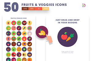 50 Fruits & Vegetable Icons