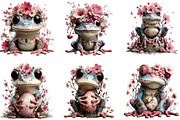 Whimsical Spring Frog Clipart, an Illustration by CraftArtStudio (Thumbnail 2 of 6)