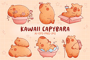 Kawaii Capybara - Pack 2, an Animal Illustration by AleksAbramova (Thumbnail 1 of 12)