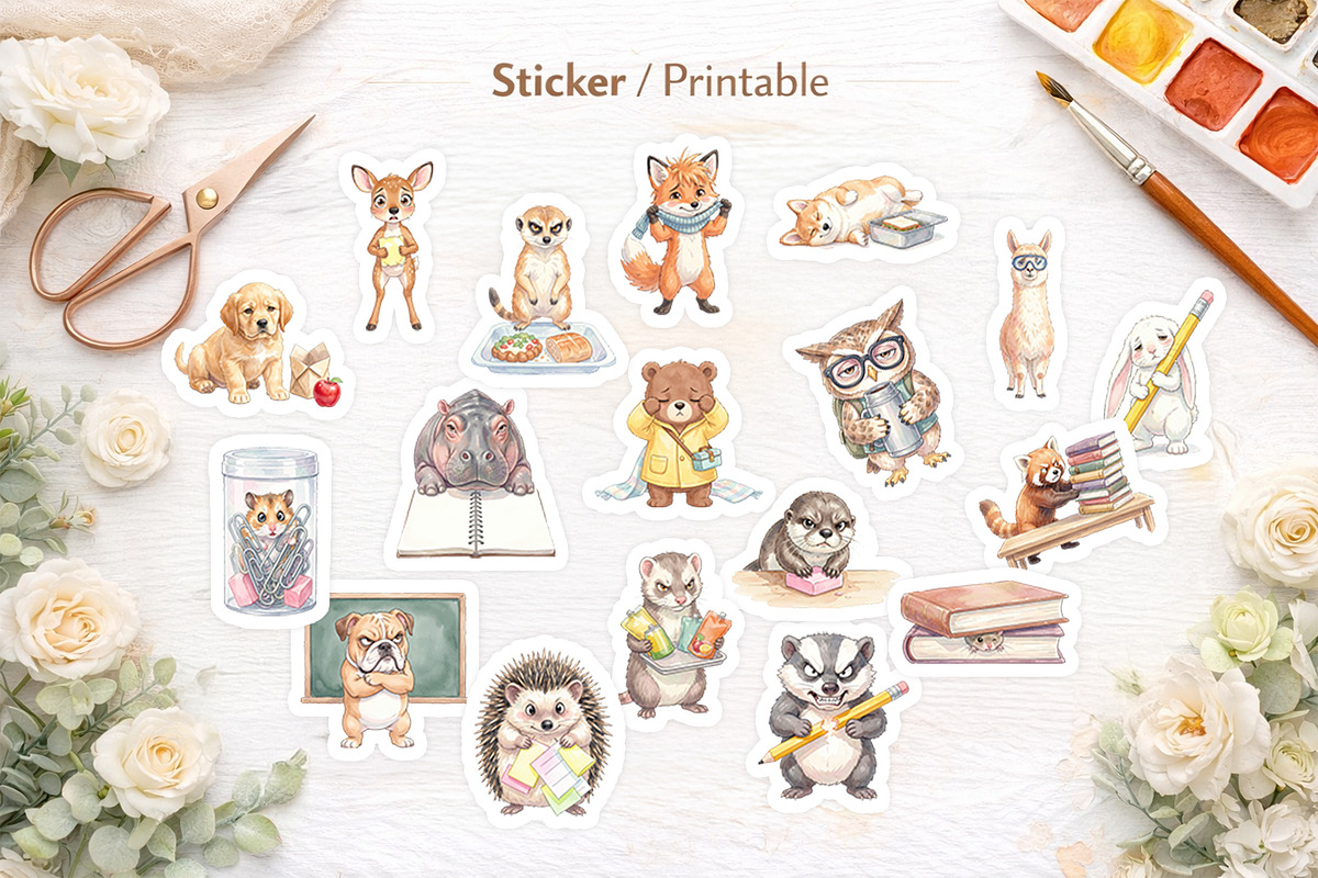 Grumpy School Animal Sublimation, an Illustration by Artnoy (Photo 7 of 8)