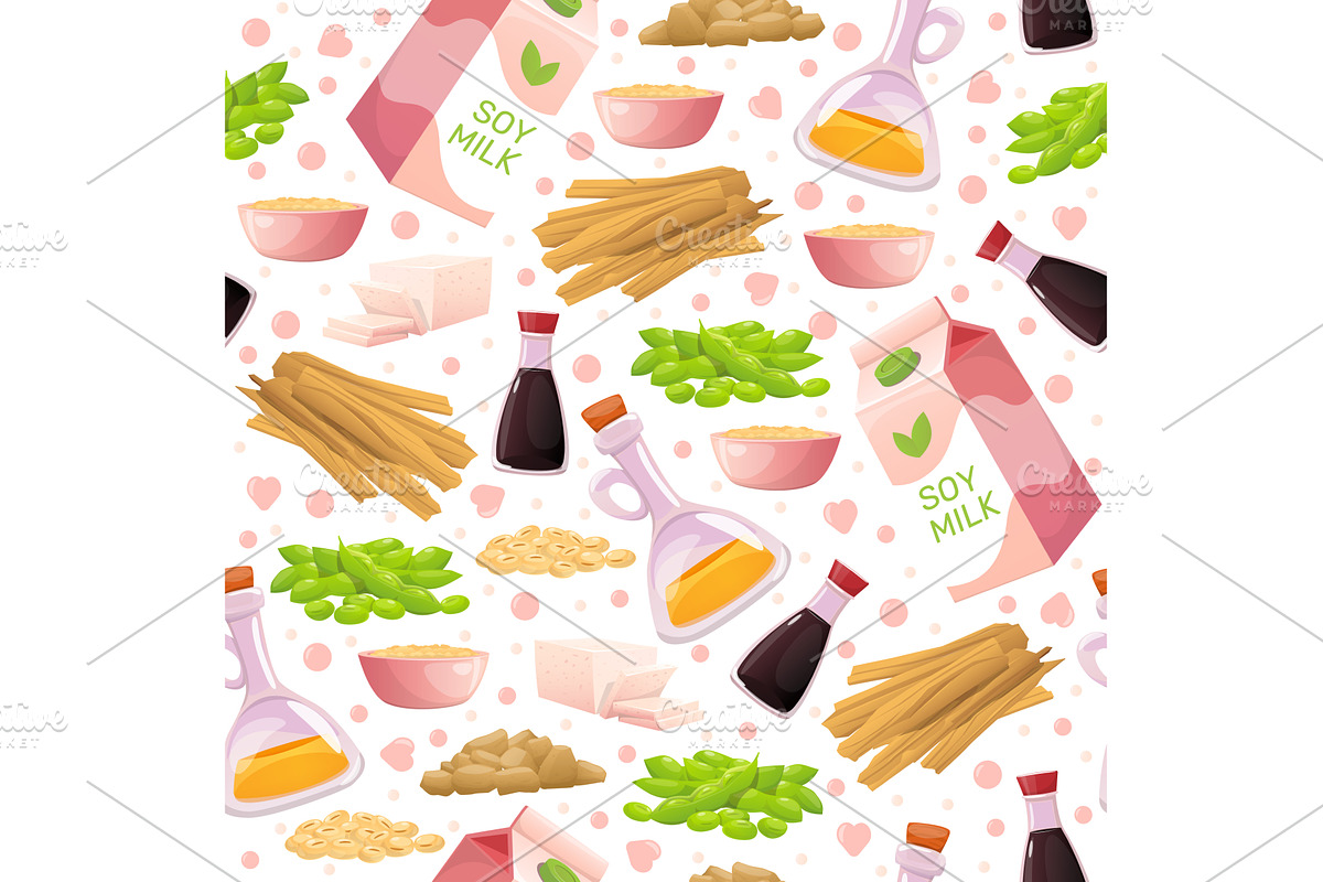 Soybeans and soy milk products, a Food Illustration by Vectorbuum