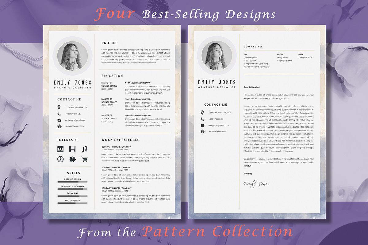 Resume CV Pattern Bundle, a Resume Template by Showy68 Template (Photo 7 of 7)