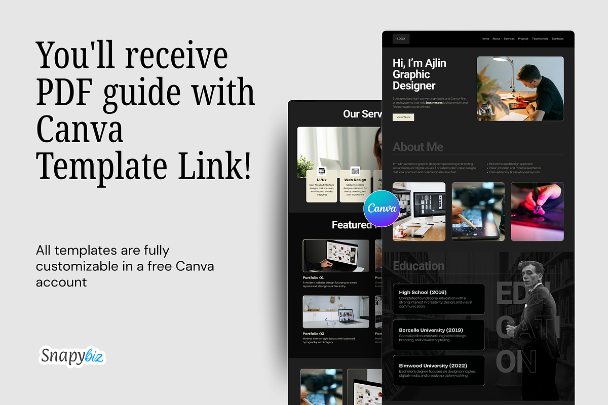 Canva Portfolio Website Template, a Websites & App Template by Snapybiz (Photo 10 of 11)
