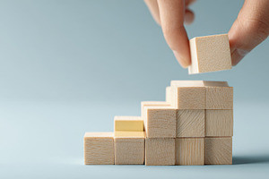 Building steps with wooden blocks, a Photo by Beautiful things