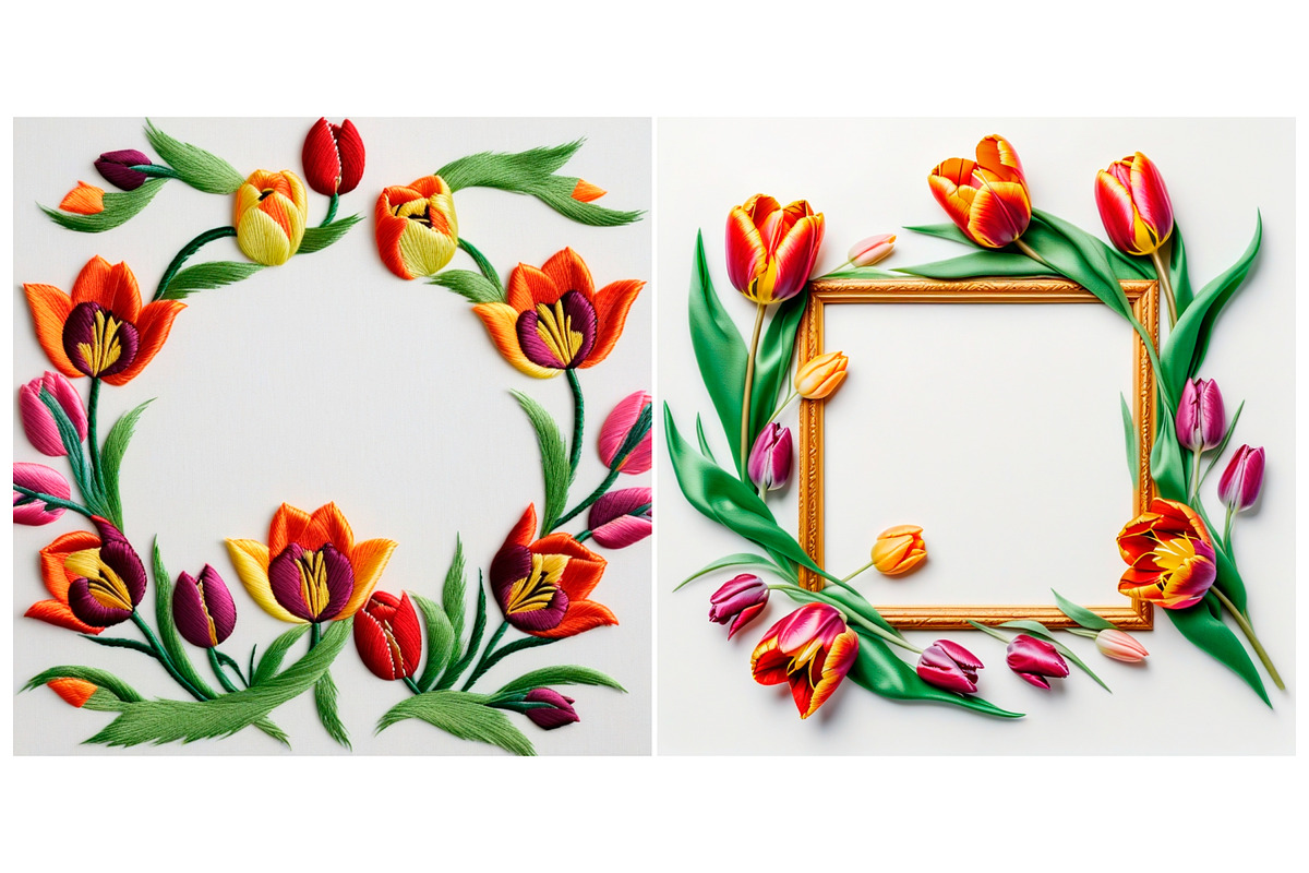 Embroidered flower tulip background, a Background Graphic by IrySha (Photo 4 of 4)