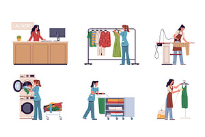 Laundry service workers. Women in, an Object Illustration by YummyBuum