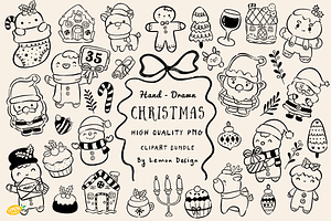 Hand Drawn Christmas PNG Clipart, a Seasonal Illustration by LemonDesign