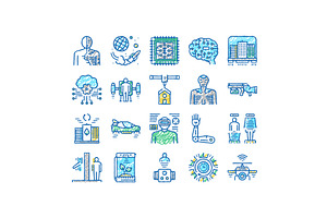 Future Life Devices set Icons hand, an Object Illustration by pikepicture