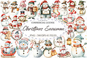 Whimsical Christmas Snowman Clipart, an Illustration by designcity5 (Thumbnail 1 of 5)
