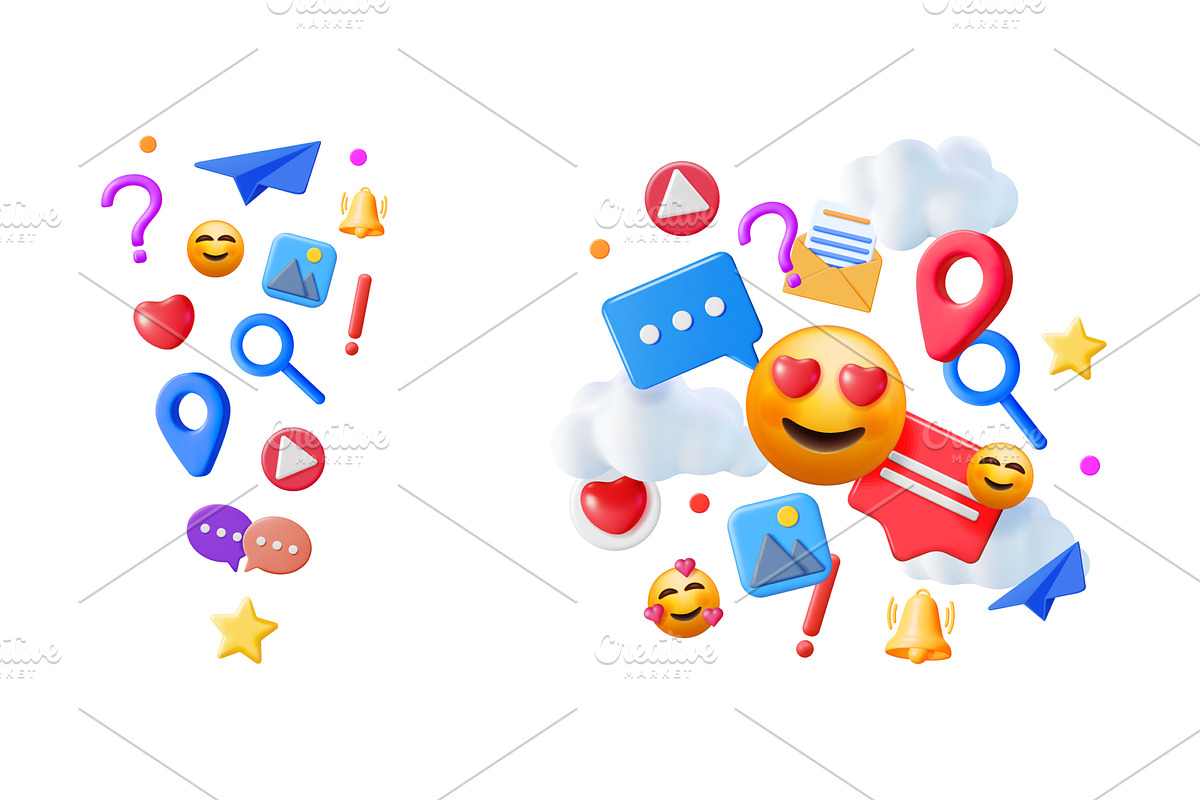 Social media notification icons and, an Object Illustration by Abscent