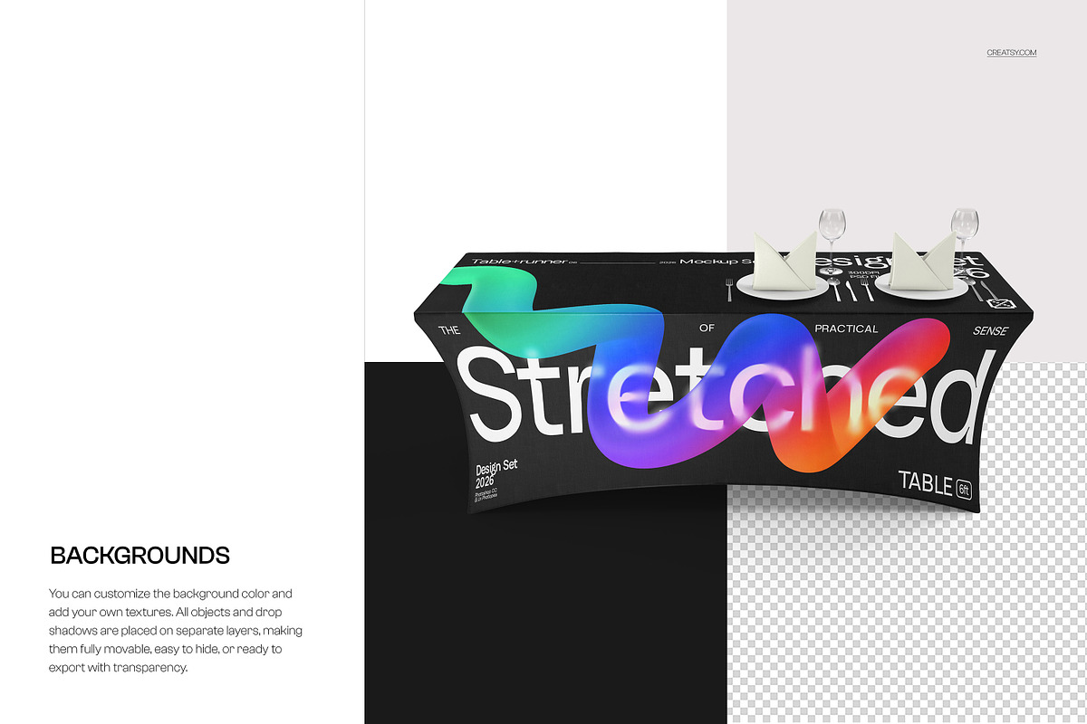 Stretch Tablecloth Mockup Set, a Merchandise Mockup by creatsy5 (Photo 9 of 10)