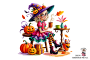 Halloween Witch PNG Clipart Bundle, a Graphic by Clipart Studio (Thumbnail 4 of 11)