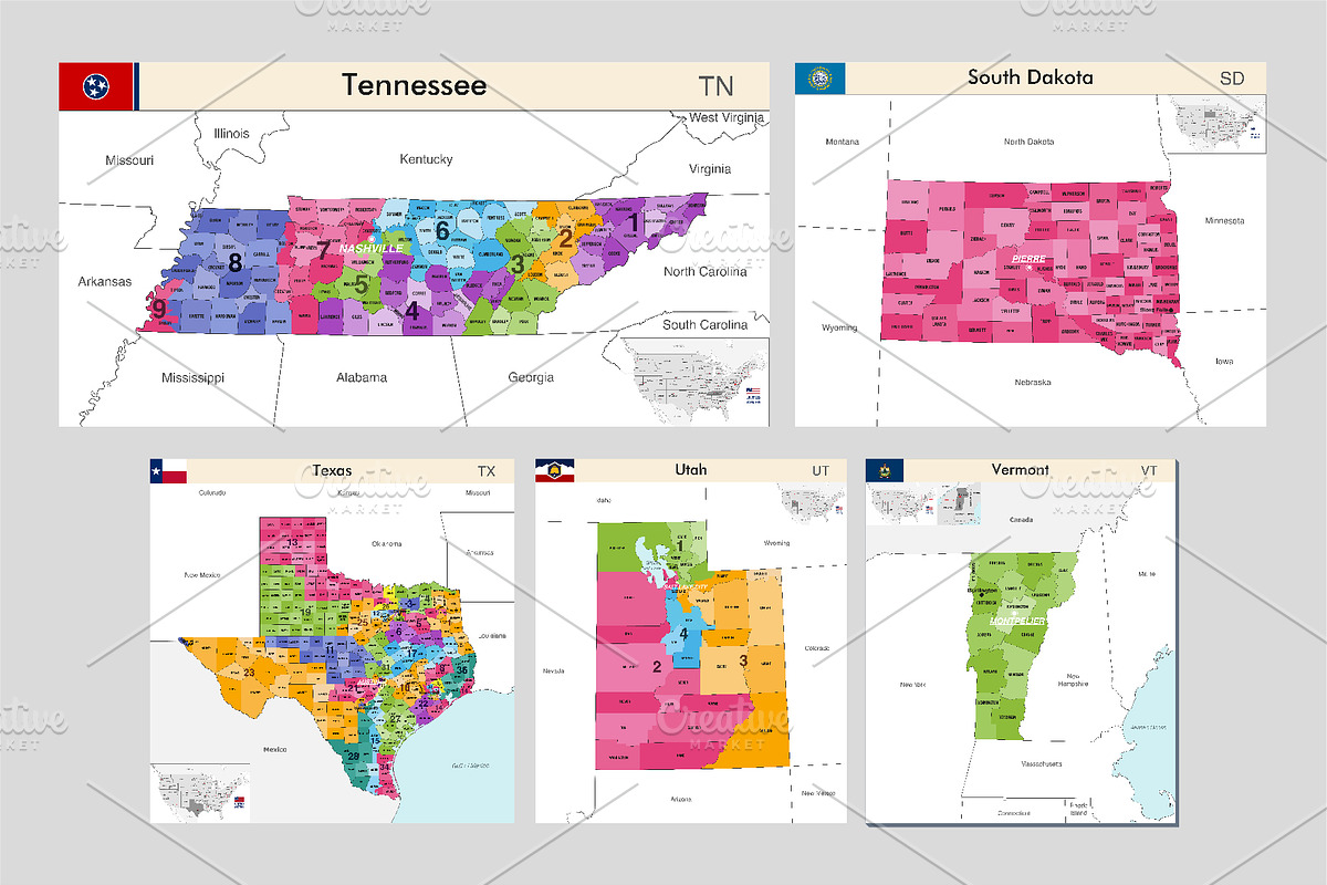 All maps of the United States, an Education Illustration by brichuas (Photo 9 of 12)