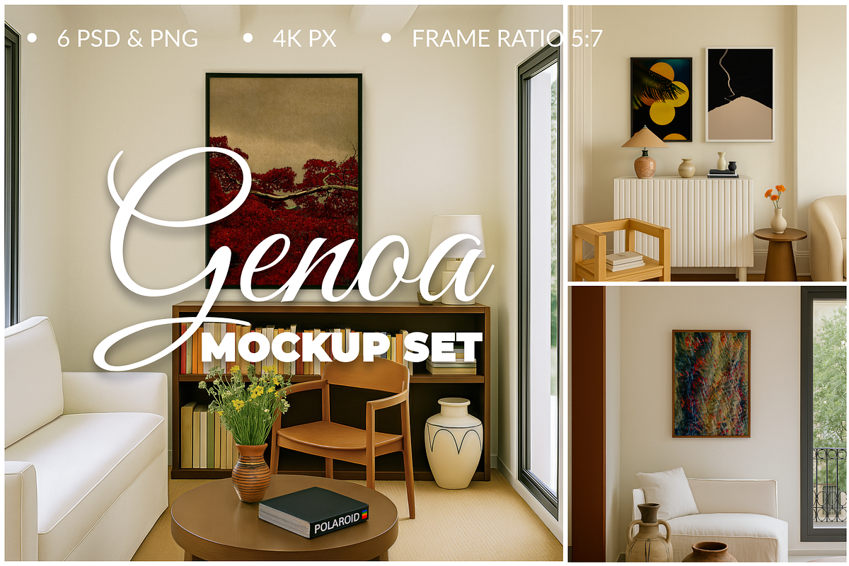 6 Mockup Set Mediterranean Poster, a Product Mockup by SigaSigaMockup (Photo 1 of 4)