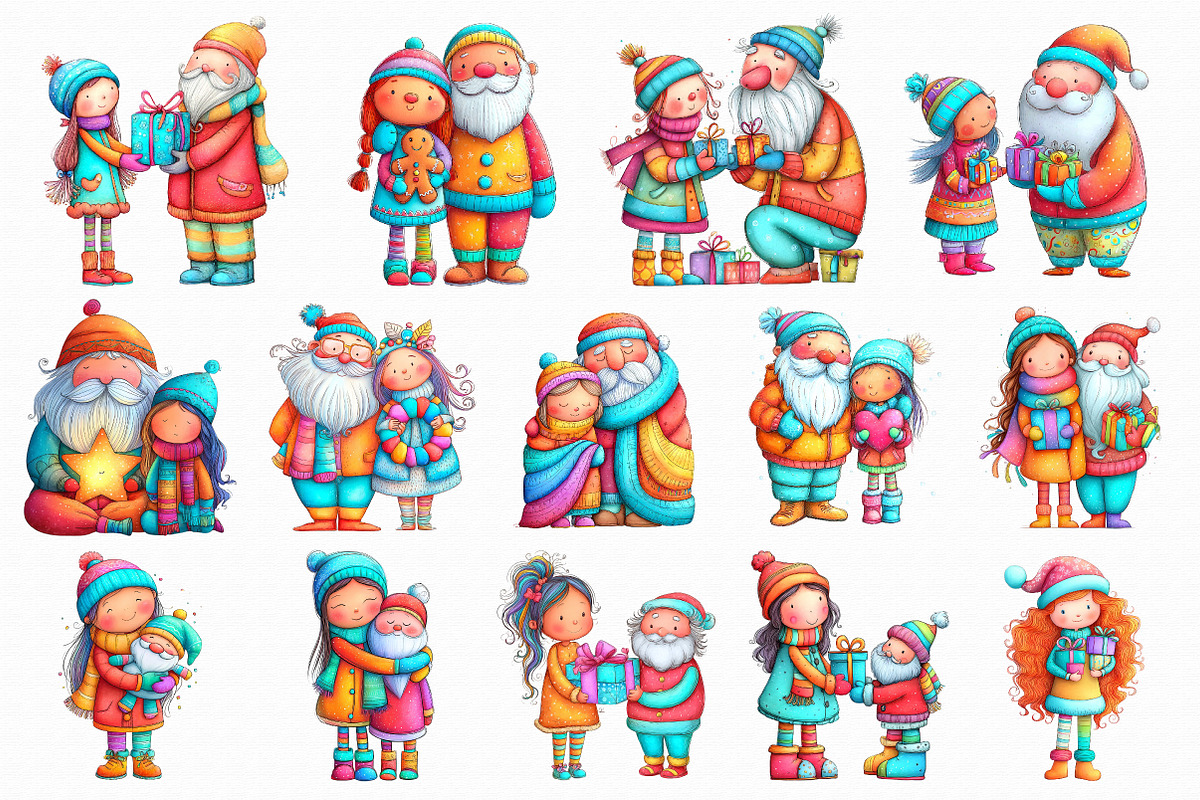 Christmas girl and Santa Clip Art, an Illustration by Libby Wishes (Photo 6 of 7)