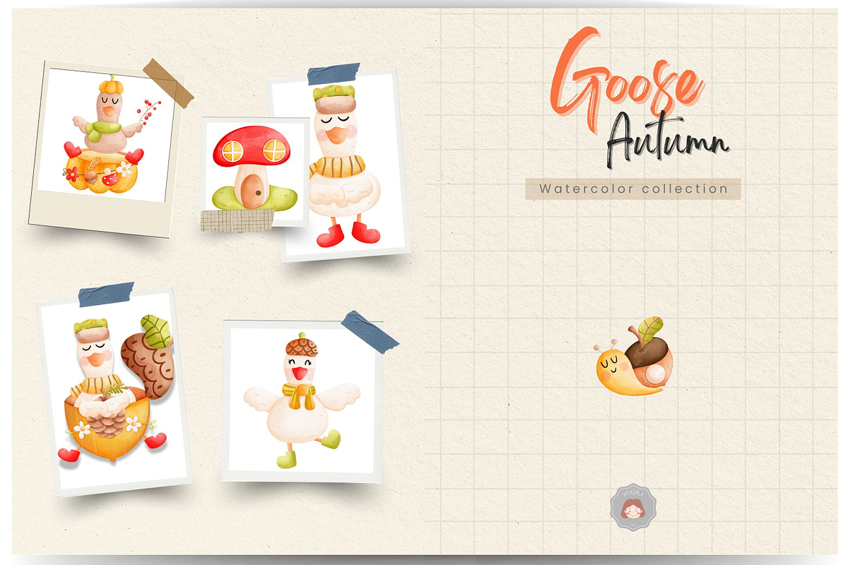 Goose Autumn Watercolor Clipart, an Illustration by Apixsala (Photo 6 of 10)