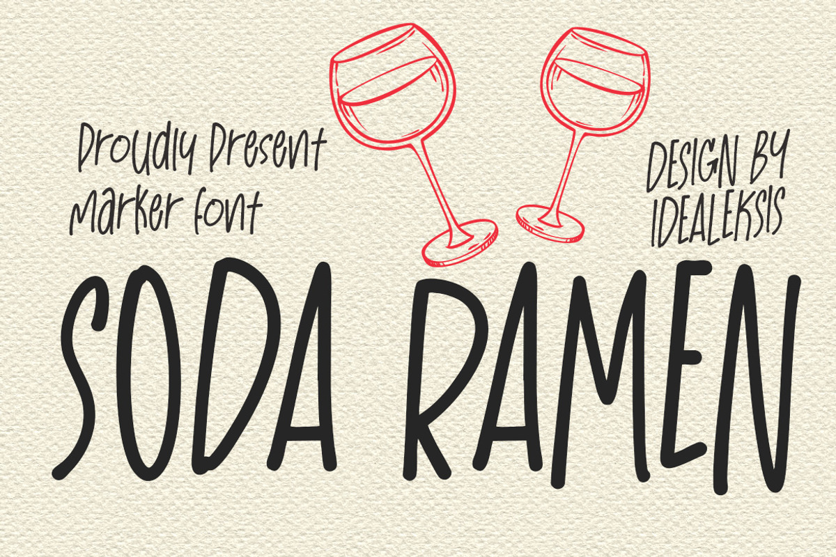 Soda Ramen, a Handwritten Font by Ideal Eksis (Photo 1 of 8)