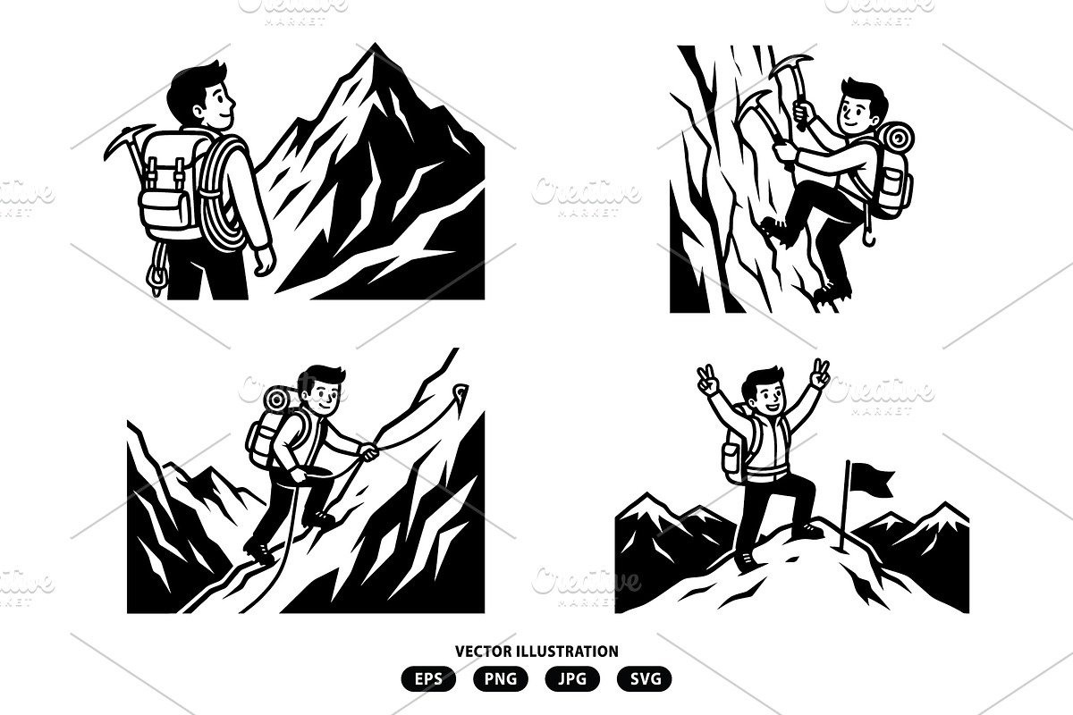 Activity of man climbing a mountain, a Person Illustration by Vectorlina (Photo 2 of 3)