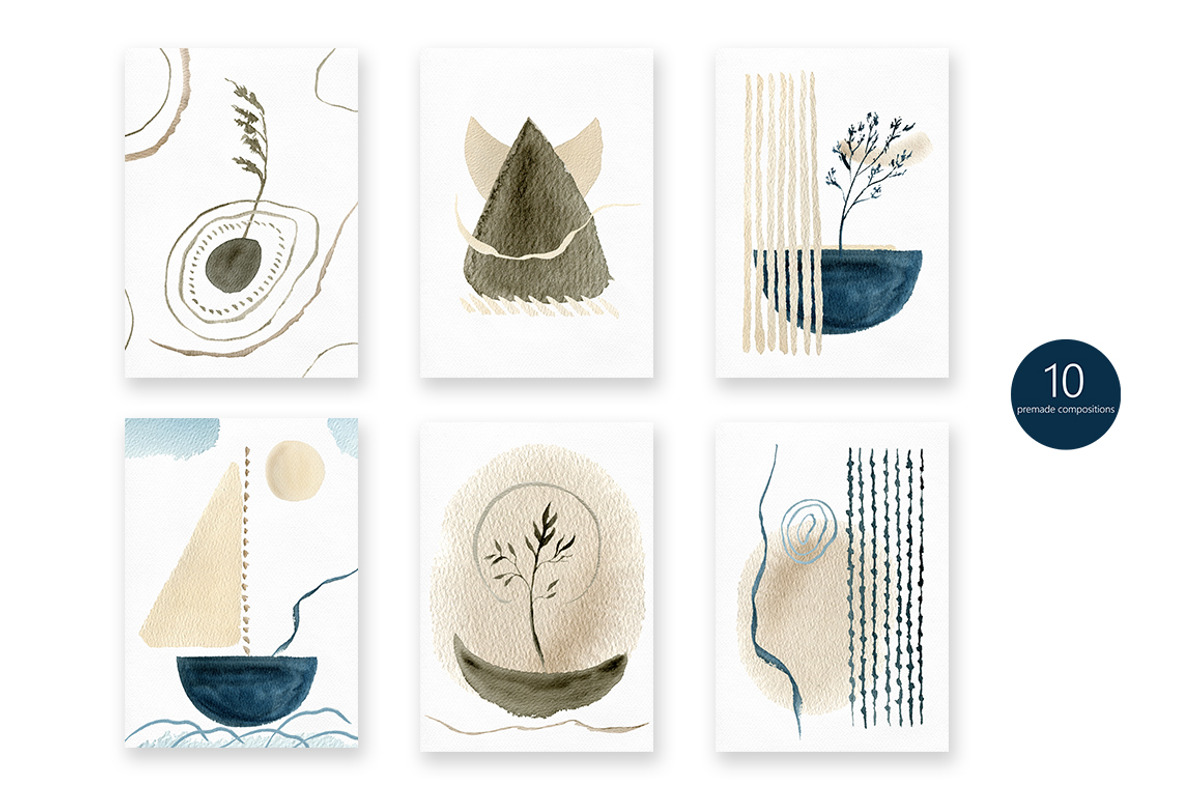 Japandi - abstract watercolor set, a Texture Graphic by KatsiarynaKa (Photo 12 of 19)